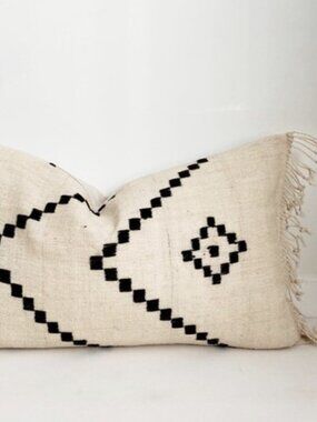 Vintage Boho Bhujodi Indian Wool Lumbar Pillow Cove